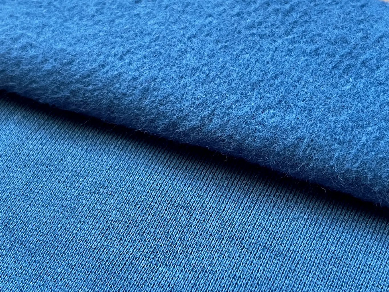 Three-thread fleece knit fabric close-up